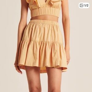 Abercrombie & Fitch Yellow Poplin Ruffle Skirt